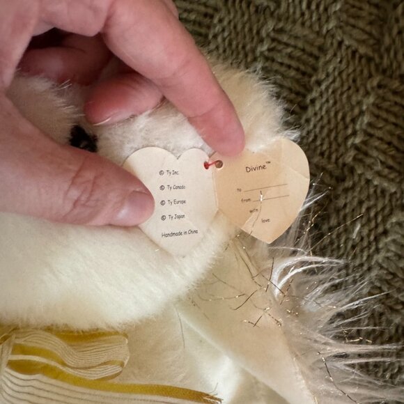 Ty Classic Divine Angel Bear Plush w/ Wings Halo Gold Ribbon Vintage Y2K - Picture 4 of 4